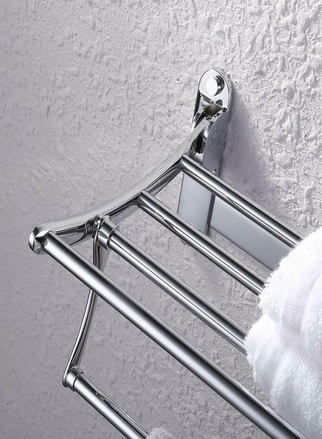 ANATOMIX Stainless Steel Folding Towel Hanger Stand/Towel Rack for Bathroom Wall Mounted Round Foldable - 24 Inch-Chrome Finish - Image 2
